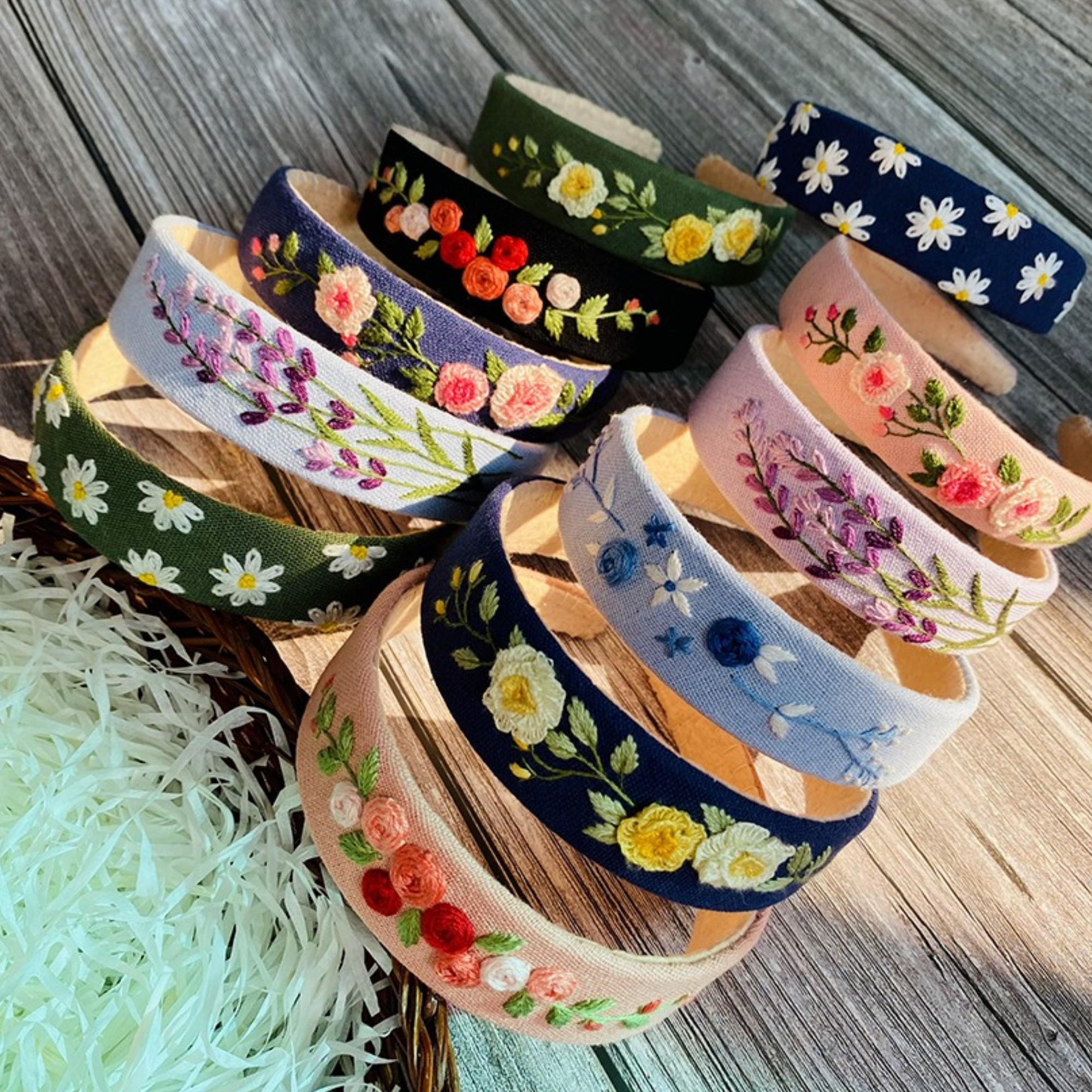 Flower Headband – Hand Floral Embroidered Hairband  display picture 3