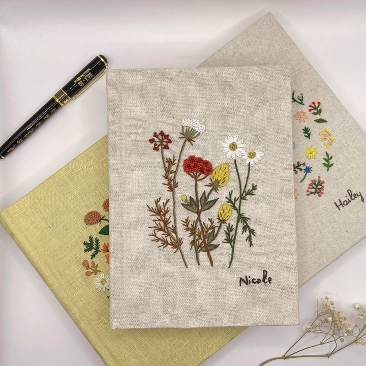 Personalized Hand Embroidered Notebook – Custom Fabric Journal ...