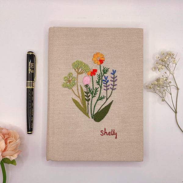 Natural Flowers Daisy Hand Embroidered Custom Notebooks - A5 notebook