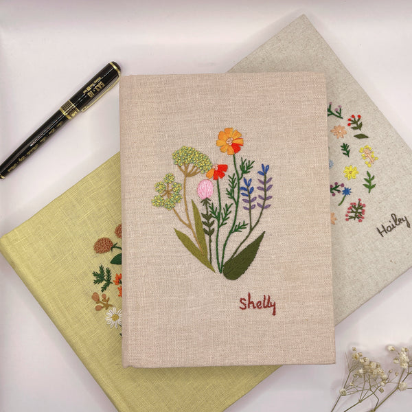 Natural Flowers Daisy Hand Embroidered Custom Notebooks - A5 notebook