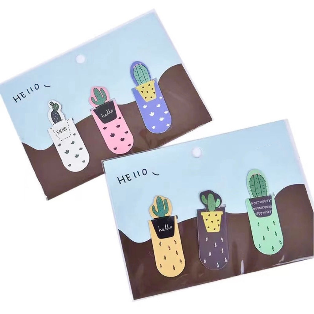 Set of 3 Magnetic Bookmarks with Cactus Design 🌵 - Stitchery Zone