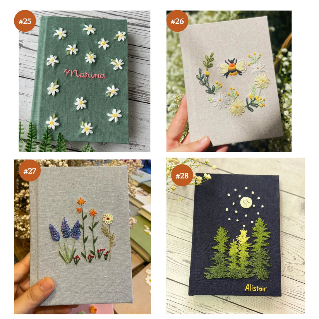 Embroidered Notebook Pattern Personalized Hand Embroidered Notebook β Custom Fabric Journal ...