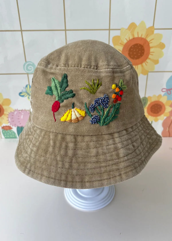 Cute Sloth Hand Embroidery Bucket Hat - Stitchery Zone