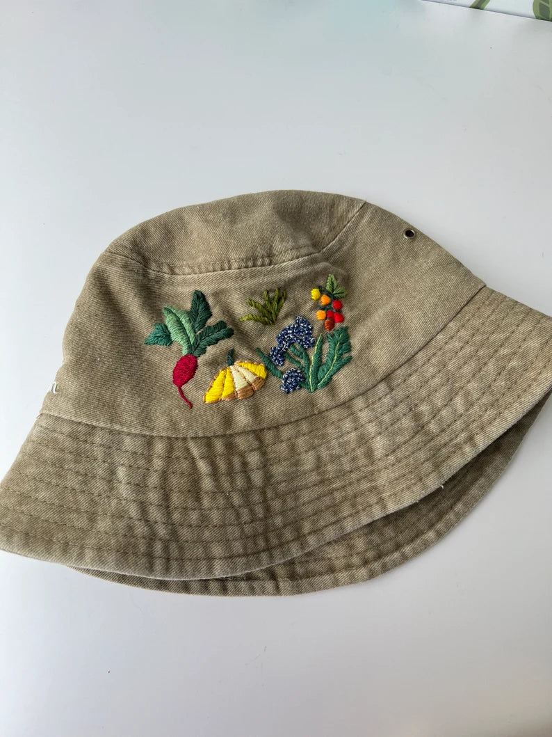 Cute Sloth Hand Embroidery Bucket Hat - Stitchery Zone