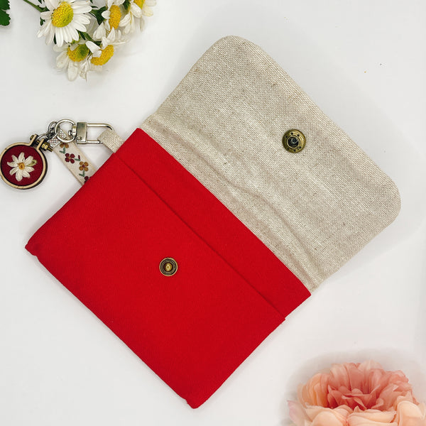 Embroidered Linen Wallet - Stylish & Compact for Women