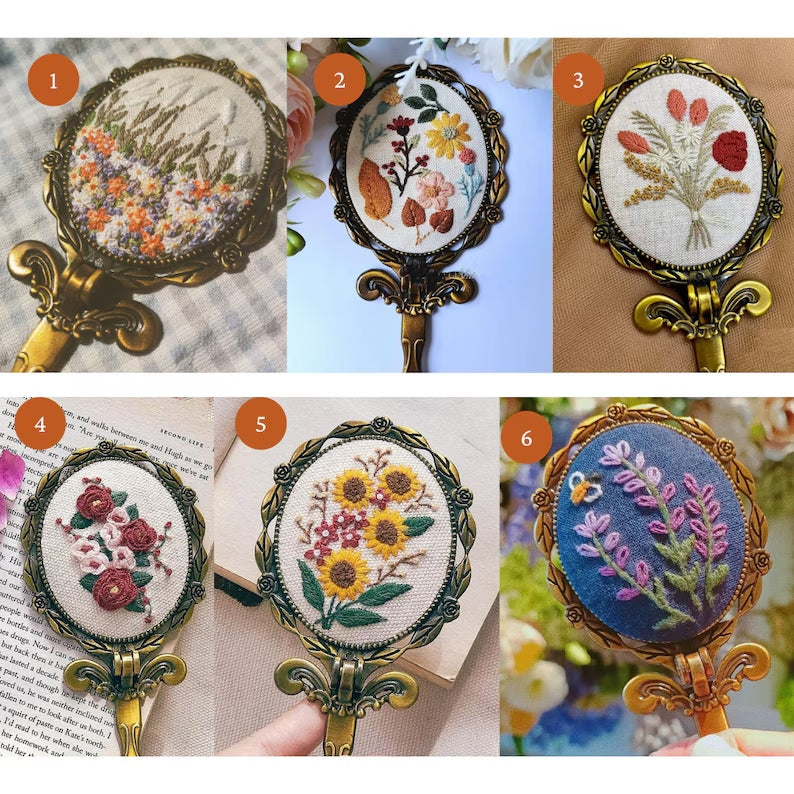 Embroidered Vintage Compact Mirror
