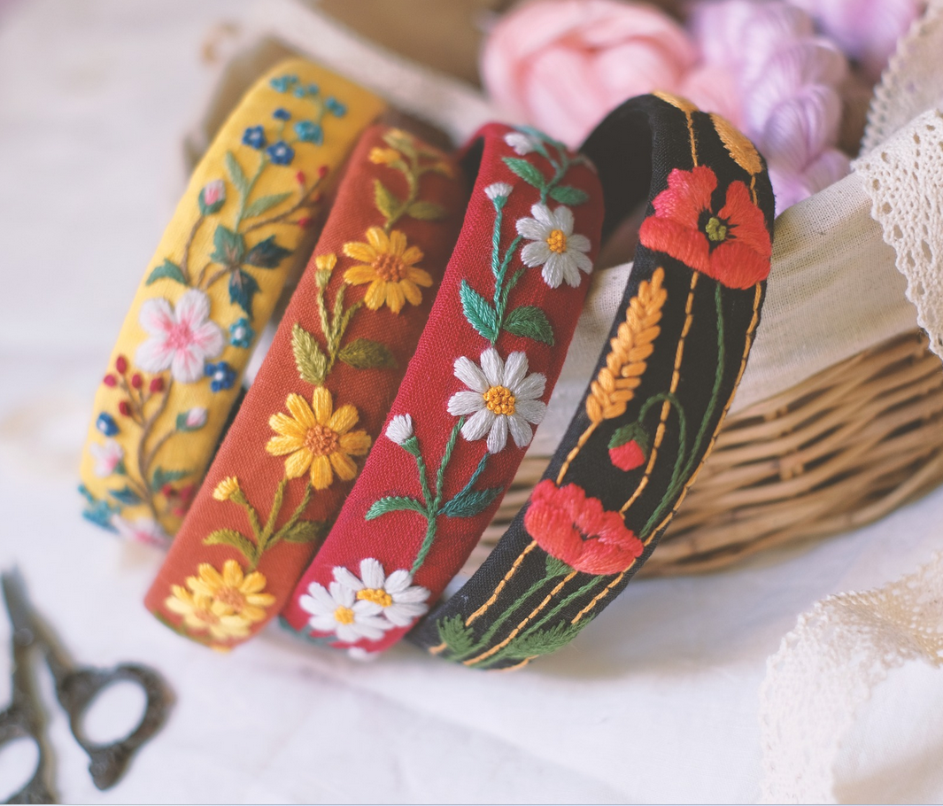 Floral Embroidered Headband