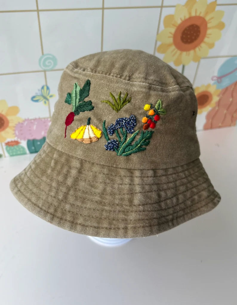 Cute Sloth Hand Embroidery Bucket Hat - Stitchery Zone