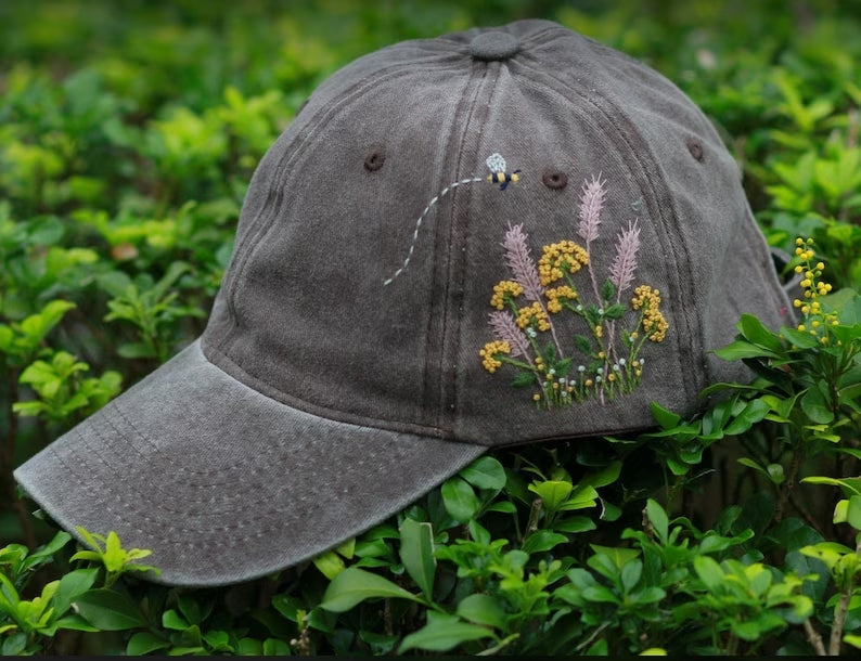 Hand Embroidery Floral Hat - Stitchery Zone