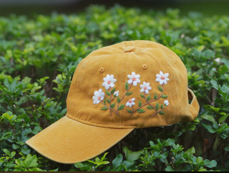 Hand Embroidery Floral Hat - Stitchery Zone