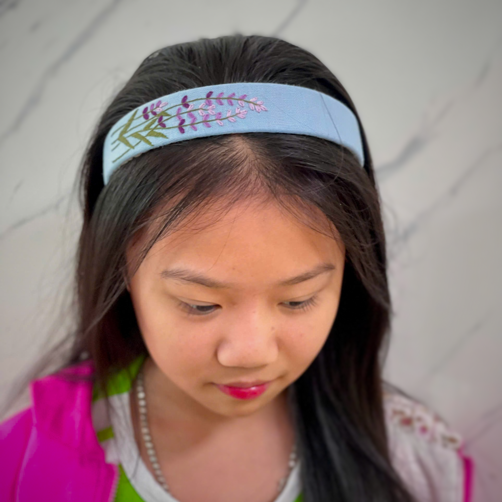 Flower Headband – Hand Floral Embroidered Hairband  display picture 3