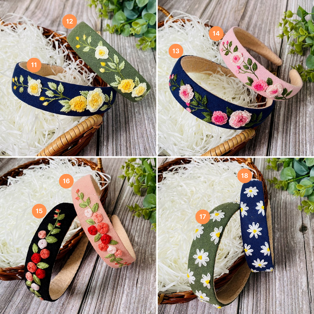 Flower Headband – Hand Floral Embroidered Hairband  display picture 1