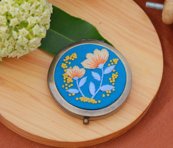 Handmade Embroidered Compact Mirror