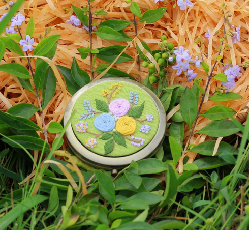 Handmade Embroidered Compact Mirror