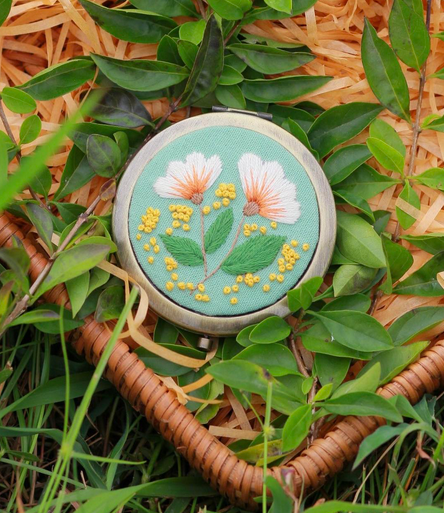 Handmade Embroidered Compact Mirror