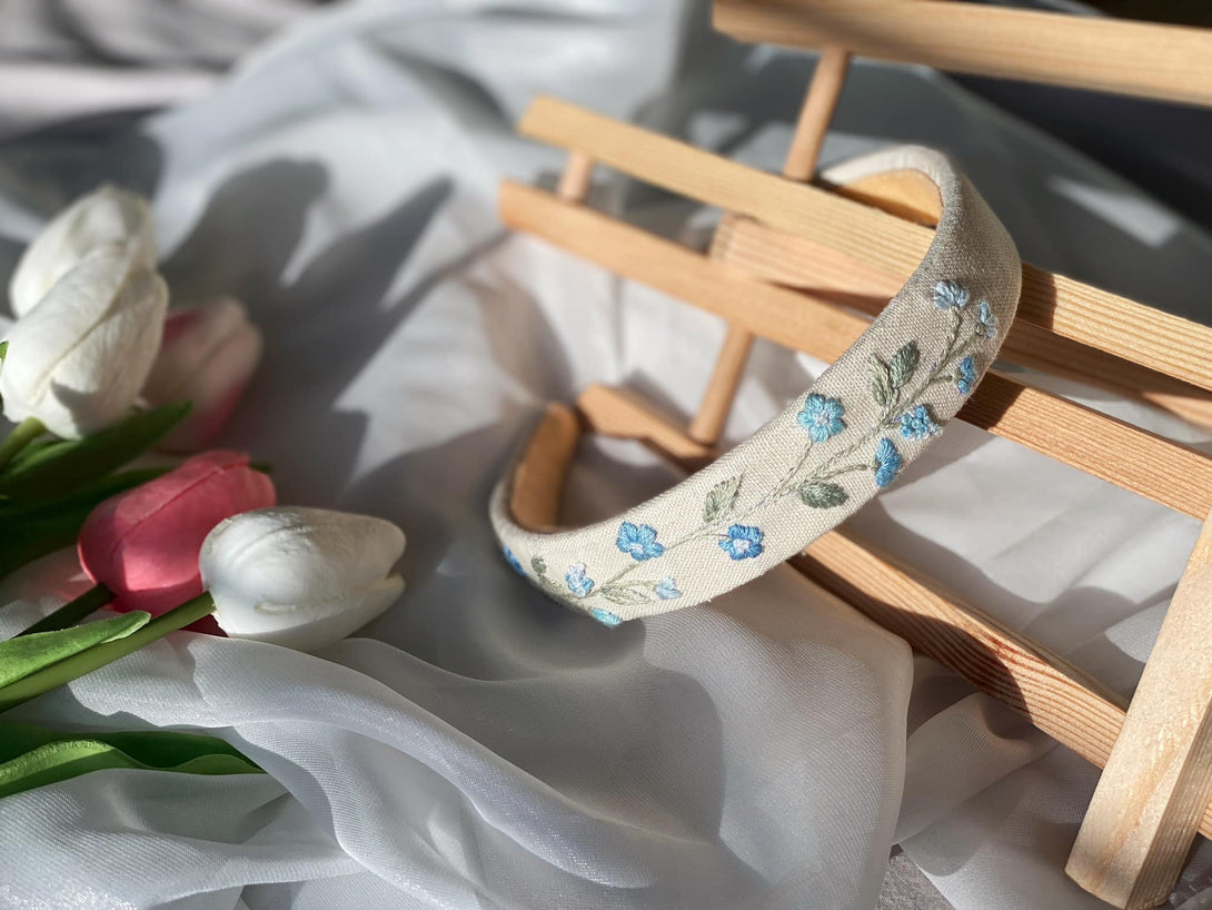 Handmade Floral Embroidered Headband