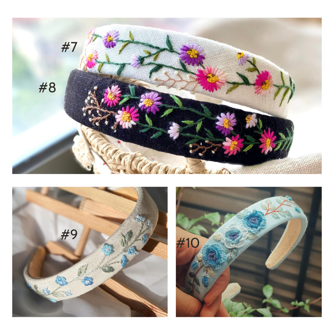 Handmade Floral Embroidered Headband