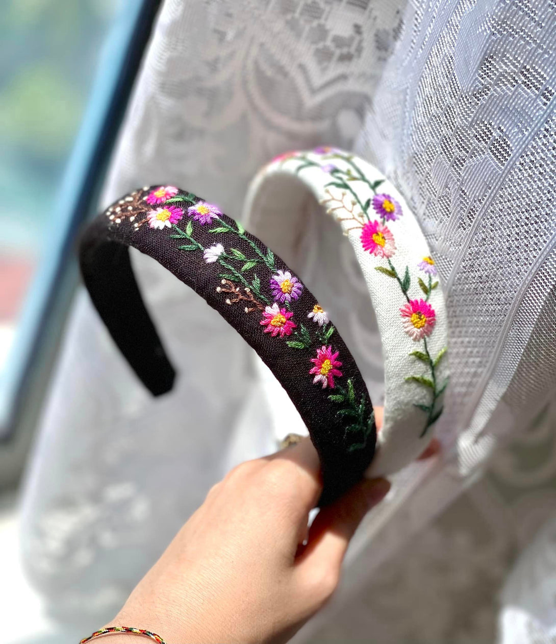 Handmade Floral Embroidered Headband