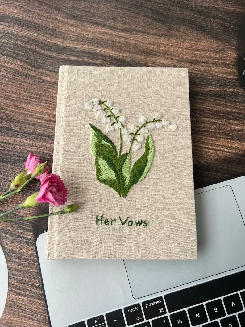 Lily Of The Valley Embroidered Notebook A5 - Stitchery Zone