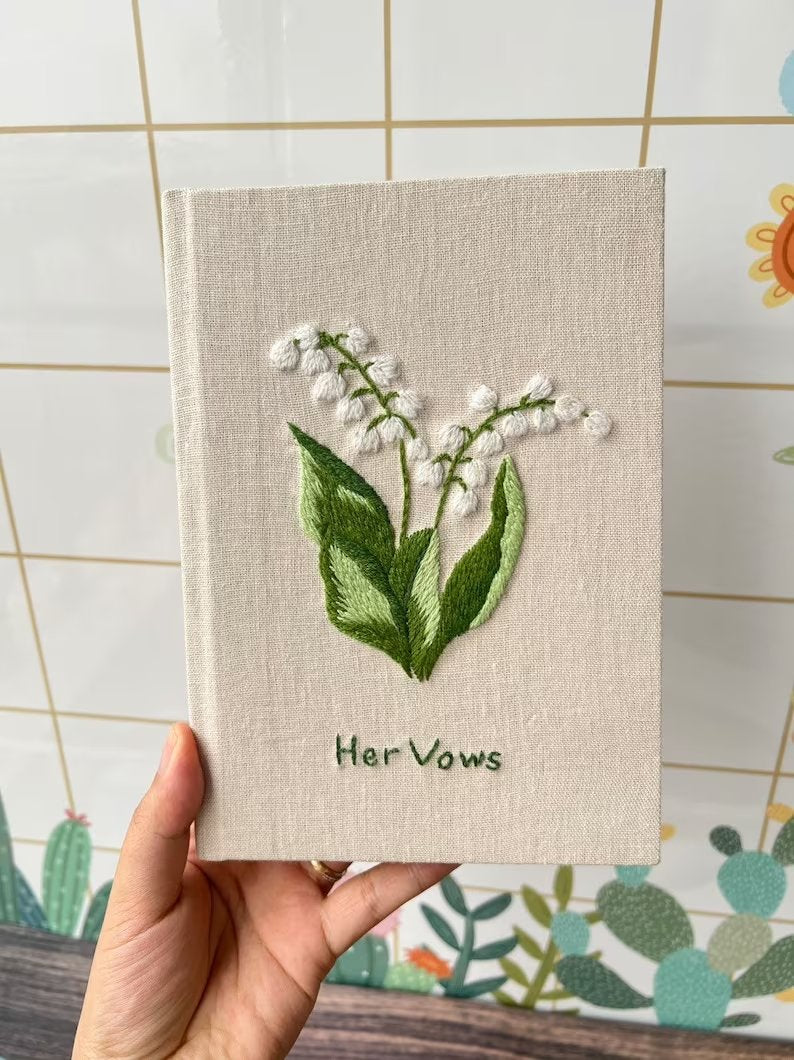 Lily Of The Valley Embroidered Notebook A5 - Stitchery Zone