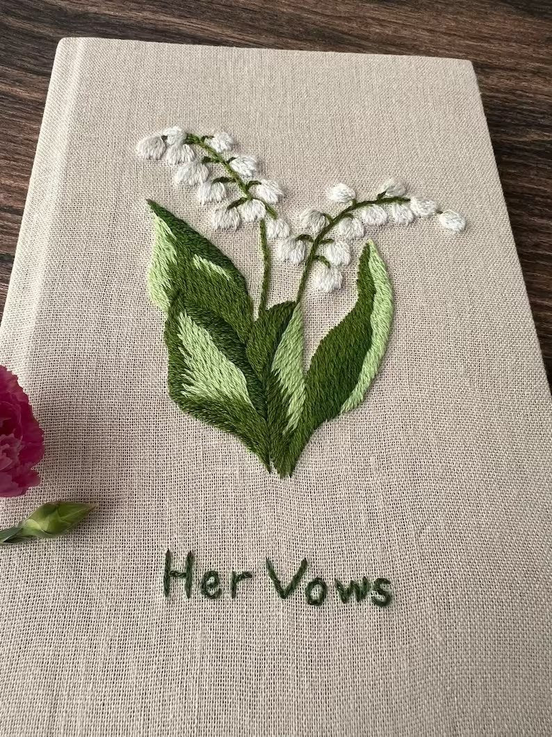 Lily Of The Valley Embroidered Notebook A5 - Stitchery Zone