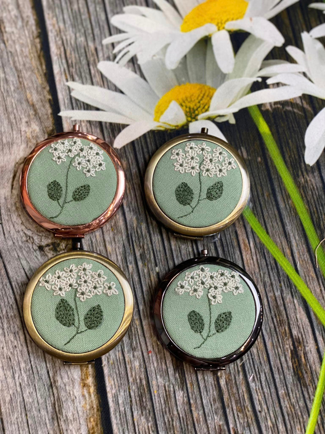 Wild flower Embroidered Compact Mirror