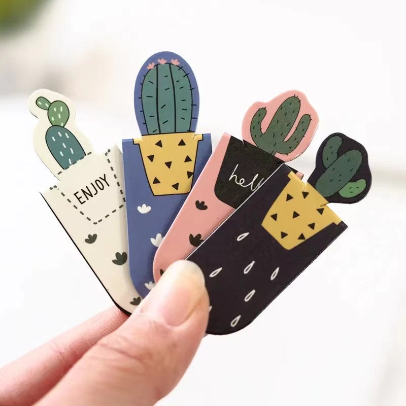 Set of 3 Magnetic Bookmarks with Cactus Design