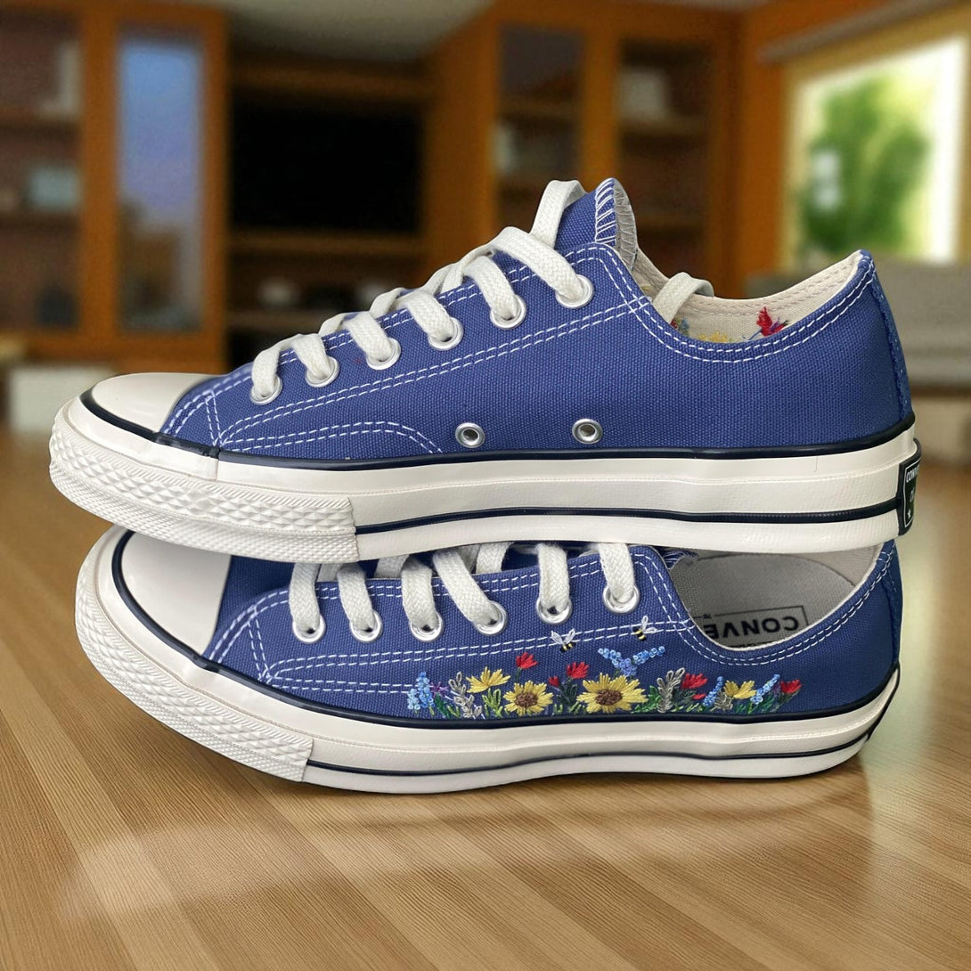 Stitchery Zone embroidered shoes with colorful floral design comfortable wedding shoes for bride Stunning Sunflower Embroidery Design