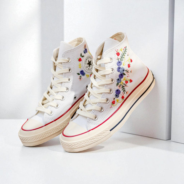 Converse Strawberry Shoes with floral embroidery for stylish and trendy footwear