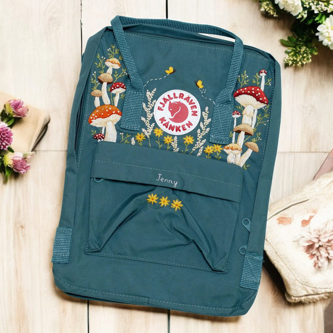 Fjallraven Kanken Backpack with Floral Embroidery Ideal for Backpacks for School