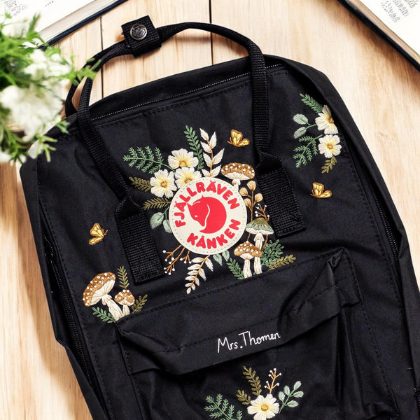 Fjallraven Kanken Laptop 15 backpack with floral embroidery and signature logo