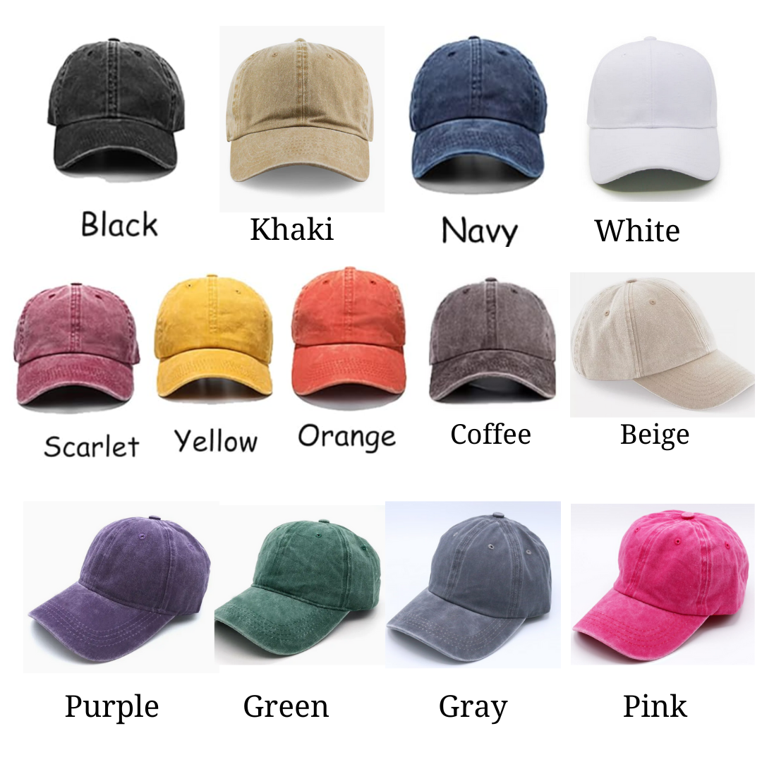 Stitchery Zone embroidered hats in various colors gift for flower lovers hat collection