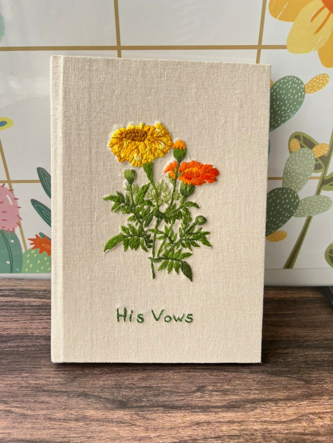 Marigold Flower Embroidered Journal A5 - Stitchery Zone