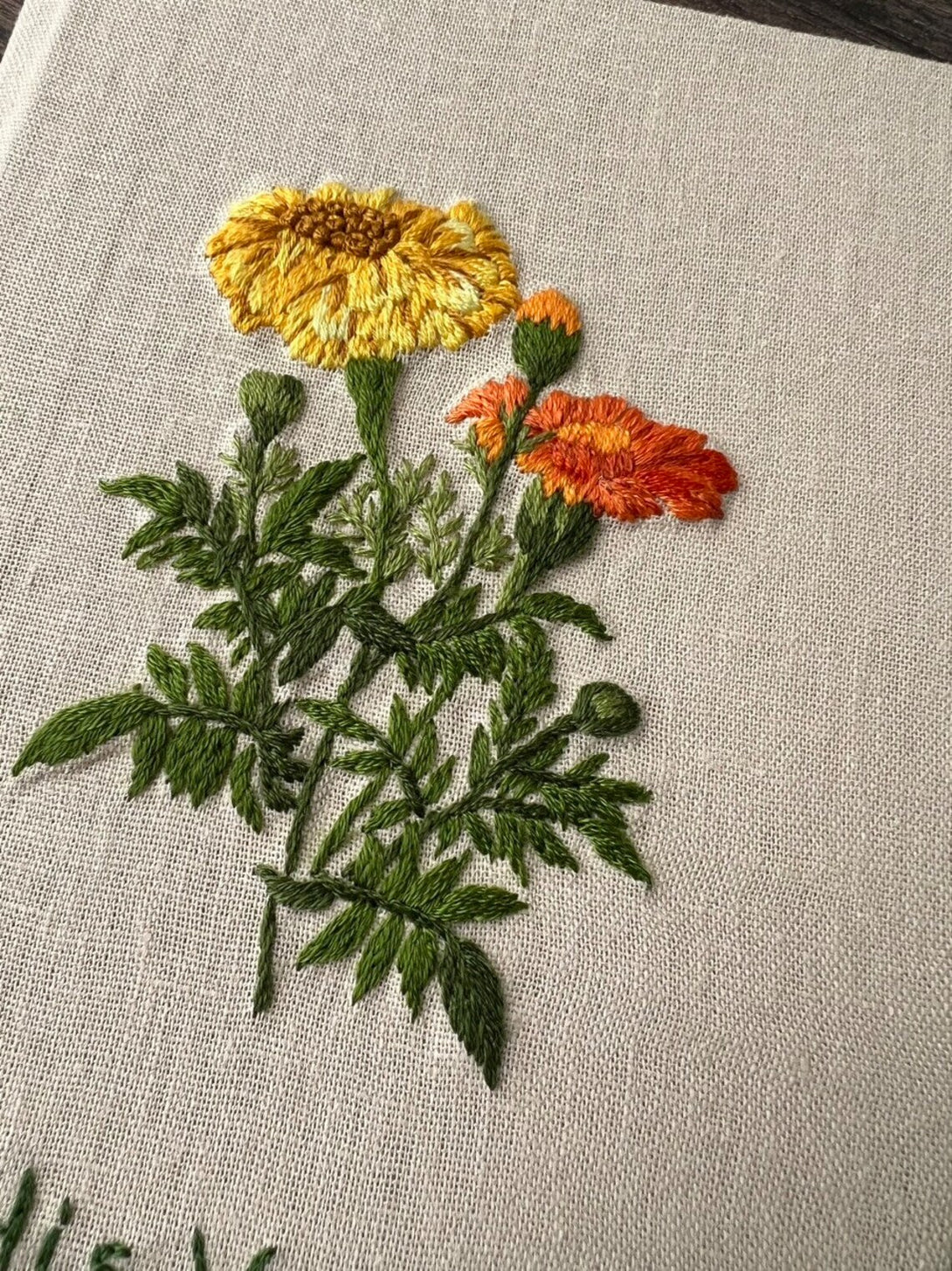 Marigold Flower Embroidered Journal A5 - Stitchery Zone