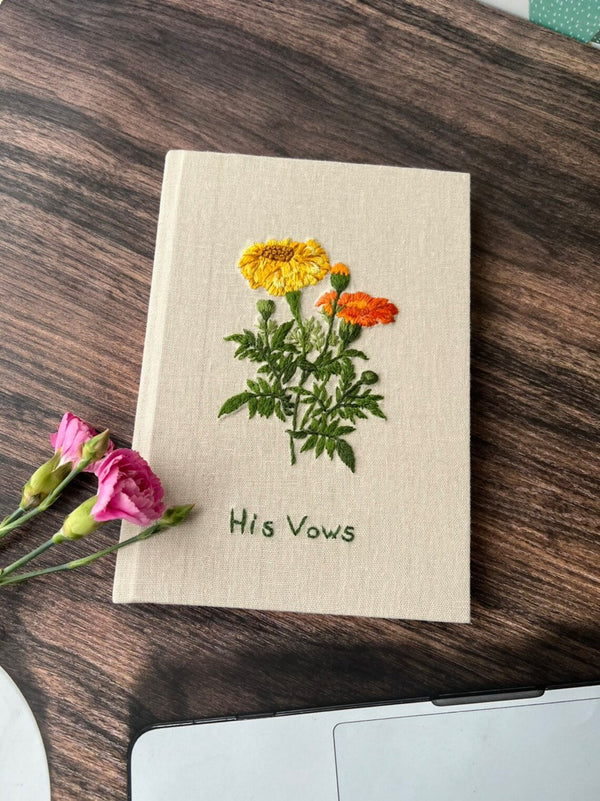 Marigold Flower Embroidered Journal A5 - Stitchery Zone