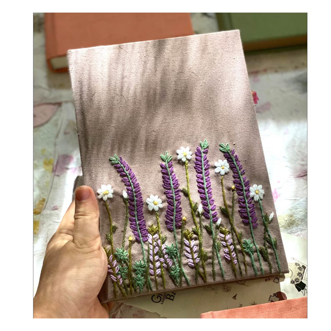 Lavender Embroidered Personalized Journal A5 - Stitchery Zone