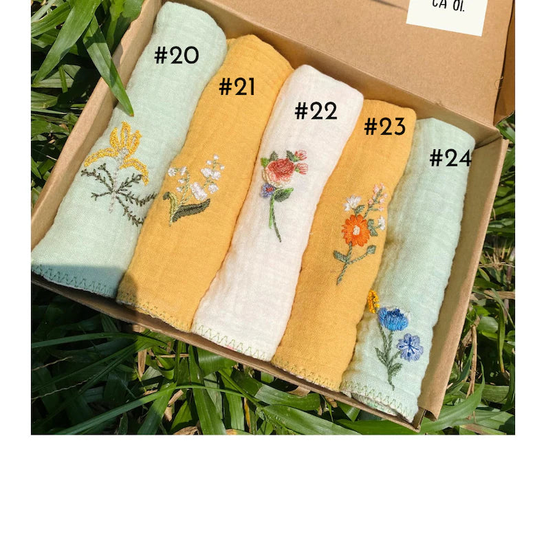 Set Organic Muslin Handkerchief, Baby Face Towel - Stitchery Zone