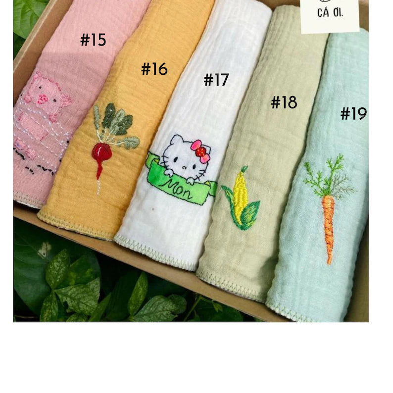 Set Organic Muslin Handkerchief, Baby Face Towel - Stitchery Zone