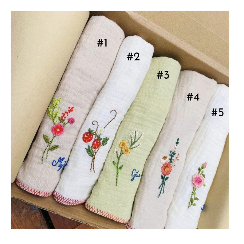 Set Organic Muslin Handkerchief, Baby Face Towel - Stitchery Zone