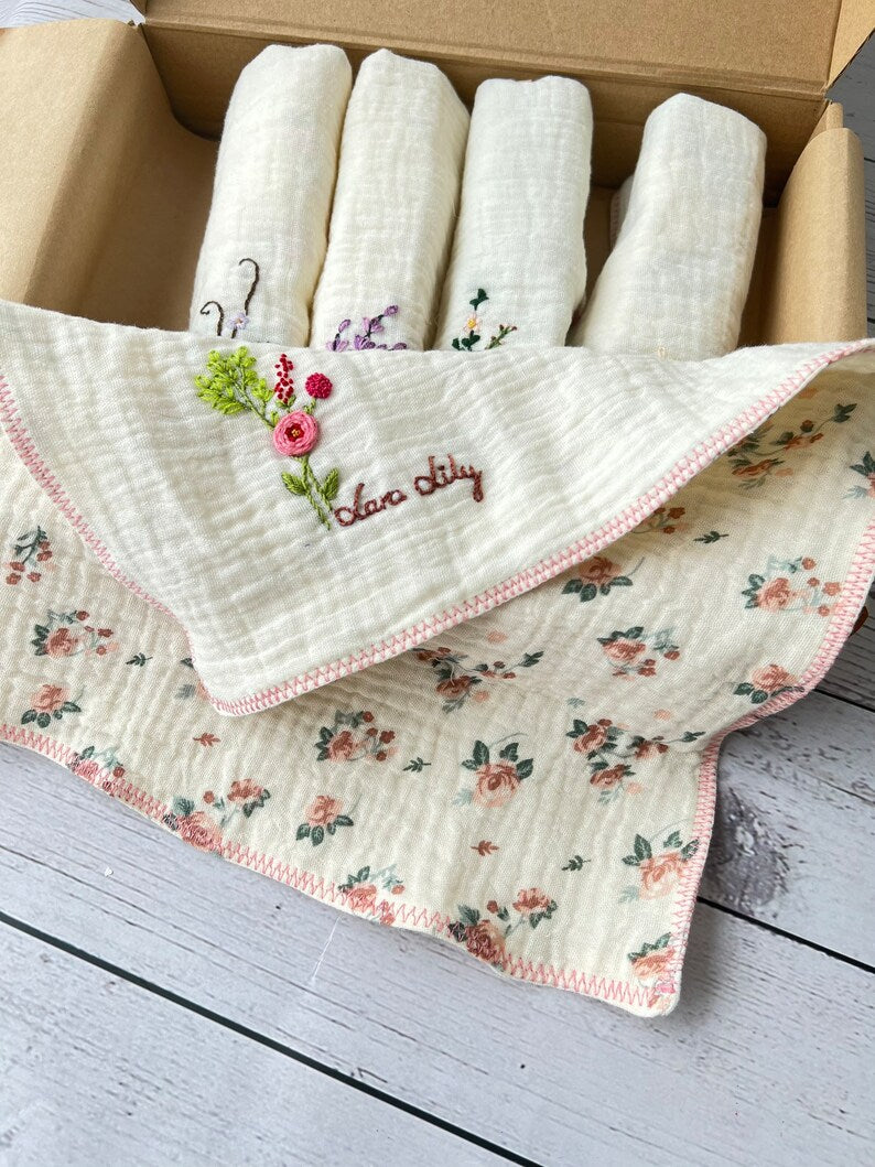 Set Organic Muslin Handkerchief, Baby Face Towel - Stitchery Zone