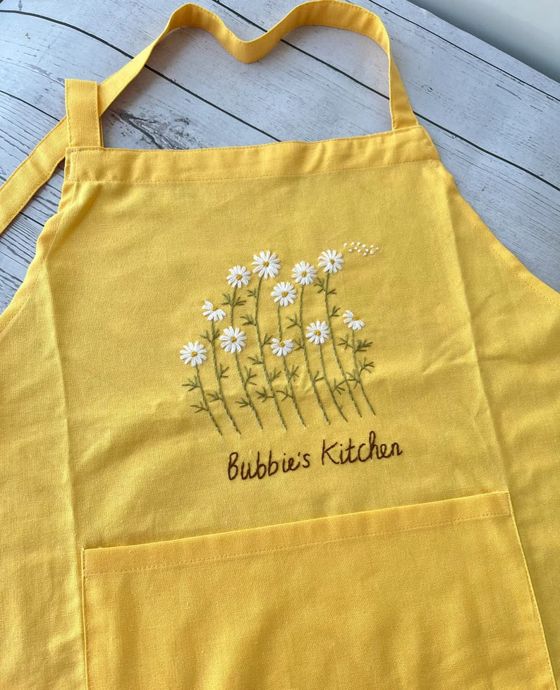 Daisy Garden Embroidery Apron - Stitchery Zone