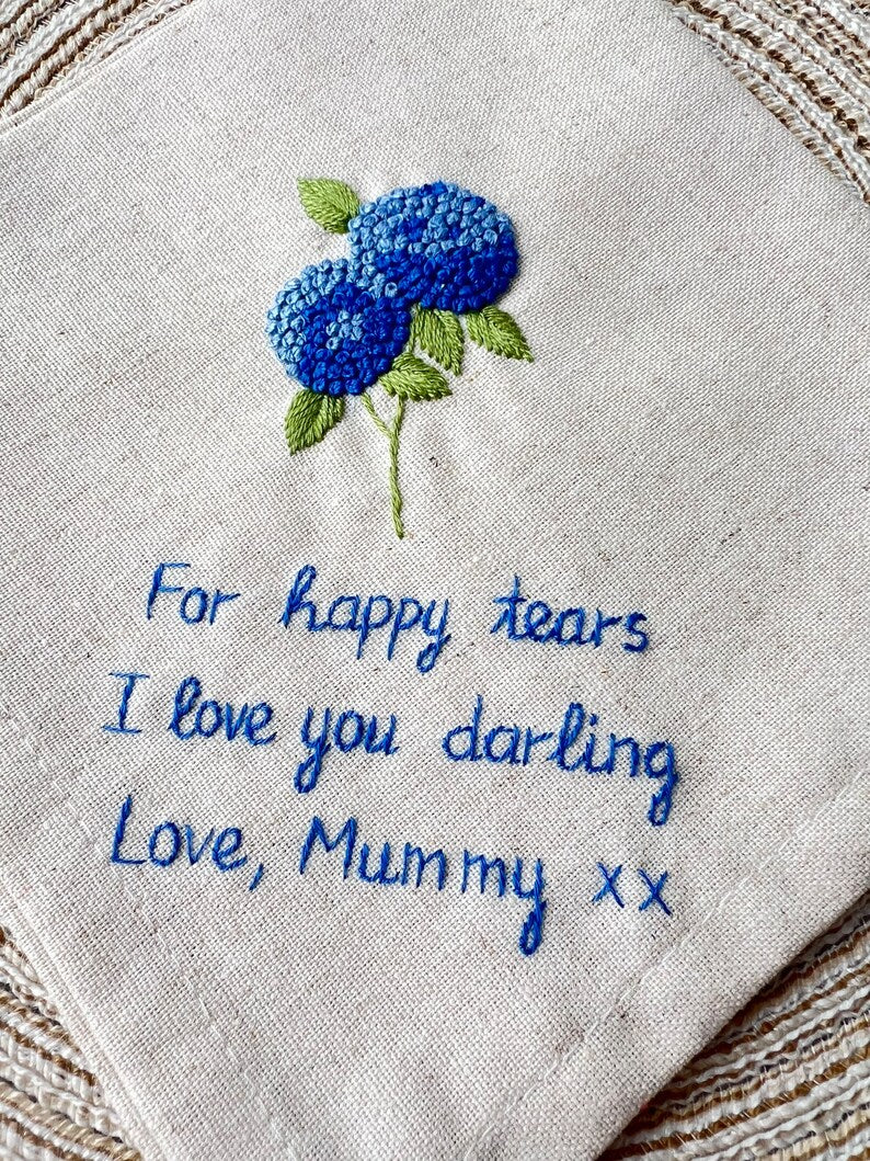 Personalized Embroidered Hydrangea Handkerchiefs - Stitchery Zone