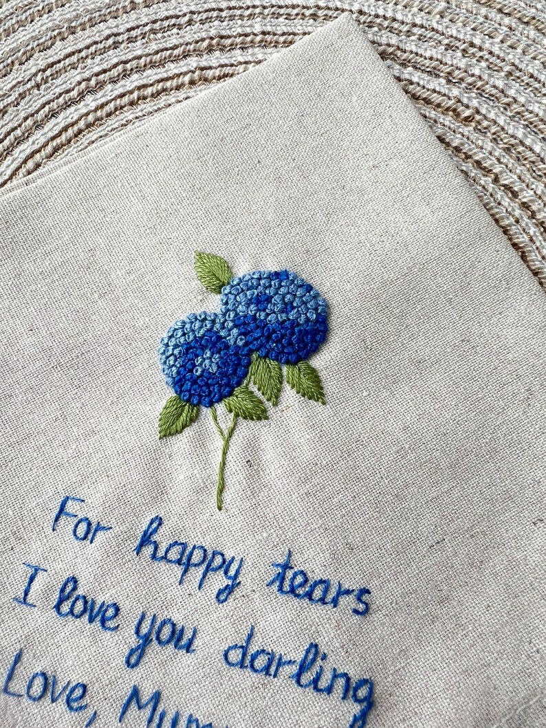 Personalized Embroidered Hydrangea Handkerchiefs - Stitchery Zone