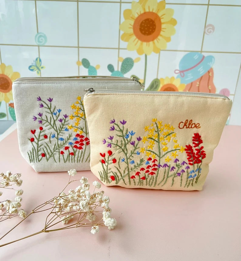 Handmade Little Flowers Makeup Bag - Stitchery Zone