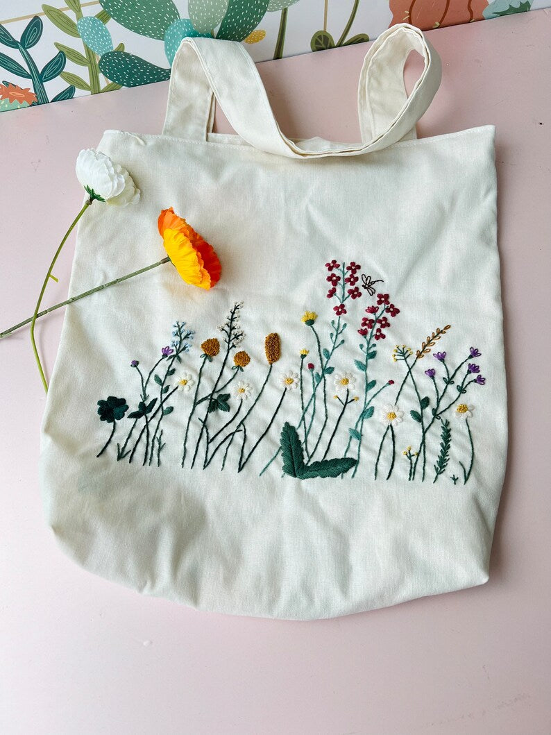 Wild Flower Tote Bag - Stitchery Zone