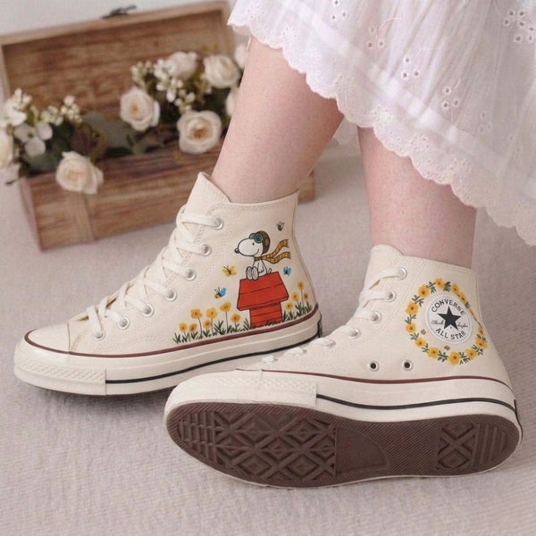 Converse Hand-Embroidered Floral Cute Shoes