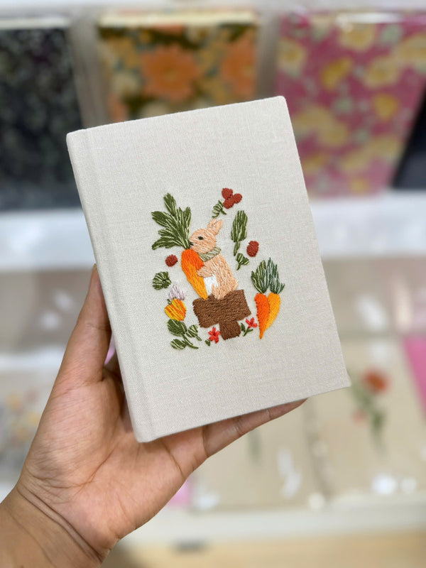 Cute Rabbit Hand Embroidered Custom notebooks – Handmade Notebook