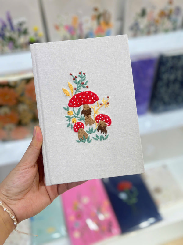 Mushroom Hand Embroidered Custom notebooks – Handmade Notebook