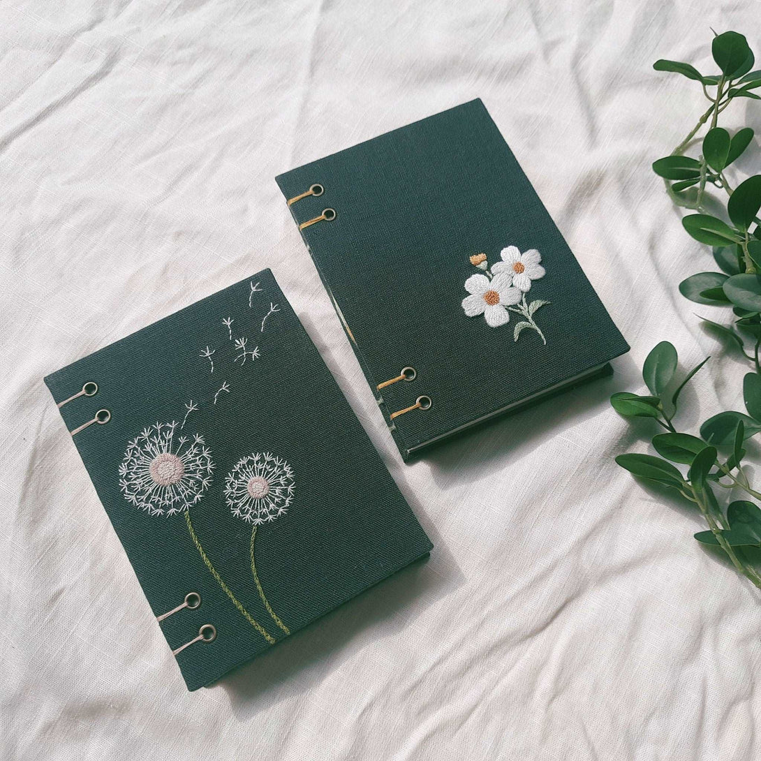 Dandelion Embroidered Notebook - Stitchery Zone