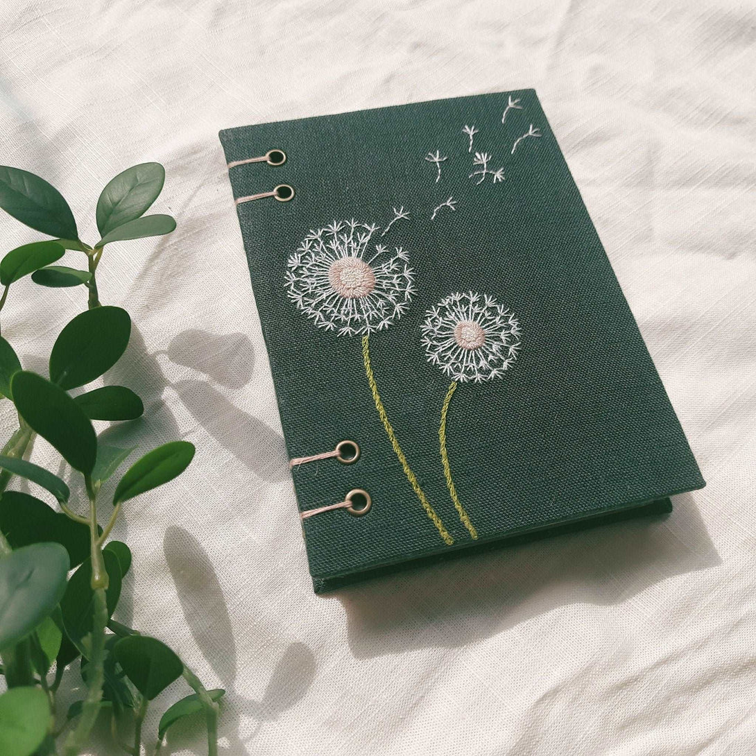 Dandelion Embroidered Notebook - Stitchery Zone